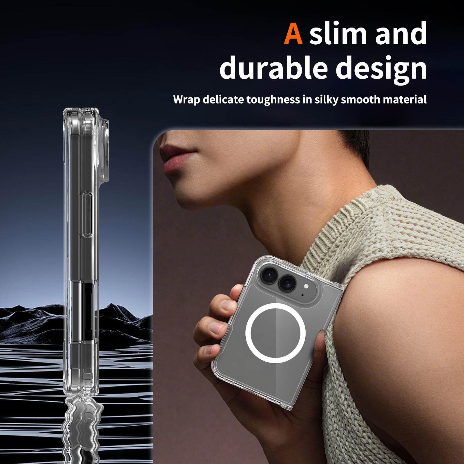 Laudtec Hard Pc Clear Phone Cases Shockproof Mobile Case Strong Magnetic Lightweight Custom Logo Oem for Iphone 18 Fold Sjk1119