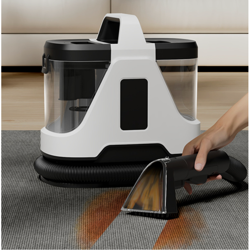 Steam cleaning machine in use