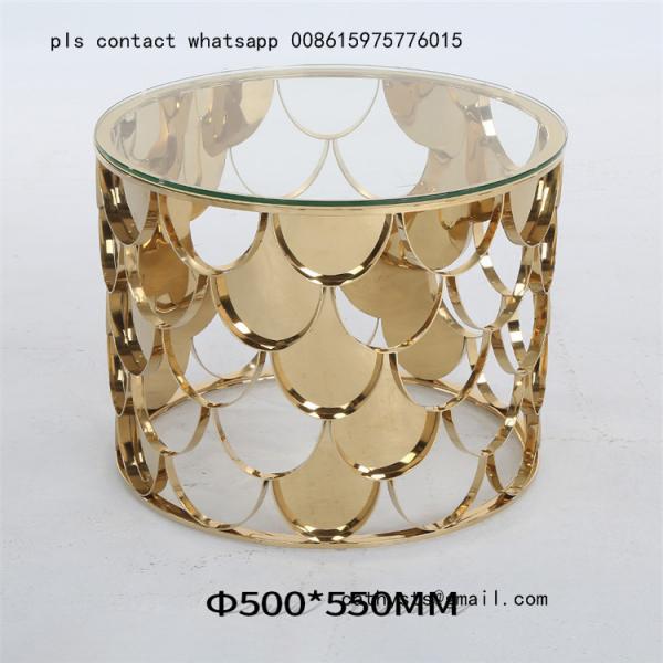 Metal plated stainless steel marble table simple coffee round table