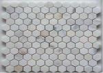 Hexagon / French Pattern Marble Basketweave Floor Tile Anti - Stain Mosaic